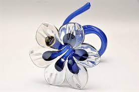 Hand blown glass flowers blue. Lavorazione Arte Murano Hand Blown Art Glass Vase Italy 12 99 Glass Flowers Art Glass Vase Glass Art