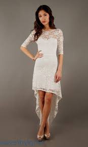 Casual White High Low Dresses Mxxpulv My Fashion Studio High Low Lace Dress Lace White Dress Wedding Rehearsal Dress