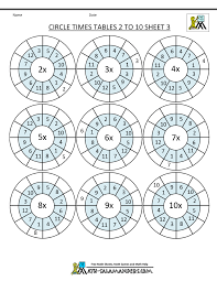 Times Table Worksheet Circles 1 To 12 Times Tables