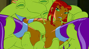 Starfire could strike the hell out of this monster but looks like she is  njoying the banging time with him too much… – Teen Titans Hentai Games