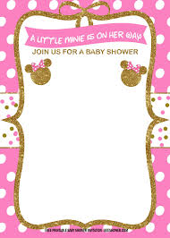 Free Pink And Gold Minnie Baby Shower Invitation Templates Free Printable Birthday Invitation Templates Bagvania