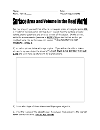 Surface Area And Volume Project Teaching Geometry 7th Grade Math Worksheets 8th Grade Math