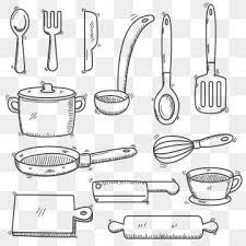 Free autocad blocks of kitchen equipment in elevation and plan view. Set Of Utensils And Cooking Equipment In Doodle Hand Drawn Style Cooking Utensils Food Png And Vector With Transparent Background For Free Download In 2021 Spoon Drawing How To Draw Hands