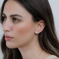 Cubic Zirconia Stud Earrings: 925 Sterling Silver, Minimalist Style