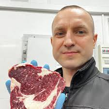 Cutting 42 Day Dry-Aged Strip Steaks! 🔪 #reels #beef #butcher #meat #steak  #thebeardedbutchers