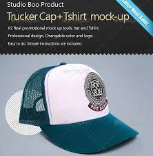Trucker Captshirt Mock Up Photorealistic Cap Psd Mockup With A Flat Designed Brim Can Be Suitable For Any Apparel Luc Free Graphic Design Mockup Design Mockup
