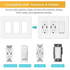 Buy light dimmer switches in all styles, colors: Buy 3 Gang Screwless Wall Plate Cover Decorator Outlet Cover For Light Switches Dimmers Gfci Receptacle Ul Listed White 2 Pack Online In Indonesia B089s3h8x8