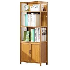 Kele Simple Multi Layer With Door Bookcases 3 4 Tier Floor Standing Storage Rack Modern Solid Wood Children Student Books Study Storage Wood Cabinets Bookcase