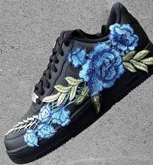 Nike Air Force 1 Black Price In South Africa Nike Air Force 1 Low Black With Flower Bomb Blue Rose Floral Embroidered 2020 Custom Nike Shoes Nike Air Force Nike Air