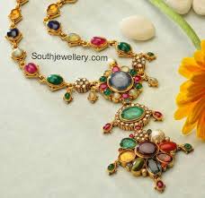 Beautiful Navratna Necklace Latest Jewellery Designs Jewelry Design Necklace Gold Jewelry Fashion Indian Jewelry