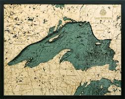 Lake Superior 3 D Nautical Wood Chart 24 5 X 31