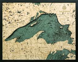 lake superior 3 d nautical wood chart 24 5 x 31