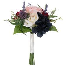 The right colors for fall flowers for wedding centerpieces are burgundy wedding flowers, orange wedding flowers, blue wedding flowers, red wedding flowers, blush wedding flowers, purple wedding flowers, and brown wedding flowers. Burgundy White Navy Bouquet Hobby Lobby 1882208
