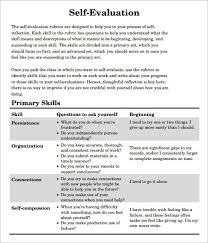 Self Evaluation Examples Self Assessment Self Assessment Examples Student Self Evaluation