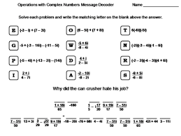 Add or subtract complex numbers. Operations With Complex Numbers Worksheet Math Message Decoder Teaching Resources