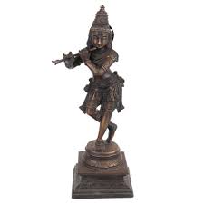 Craftvatika gold plated krishna statue flute playing krishan idols hindu religious showpiece home office diwali gifts decor(size: Lord Krishna Statue Playing A Flute