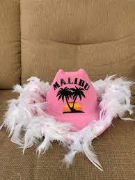 Malibu Cowboy Hat Drinking Hat Fun Hat Malibu Rum Hat Etsy Custom Cowboy Hats Alcohol Cowboy Hat Cowboy Hats
