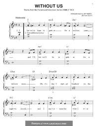 Without Us Theme From Family Ties By T Scott Sheet Music Songs My Love