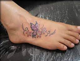 Pink Black Butterfly Tattoo Butterfly Foot Tattoo Tattoo Designs Foot Foot Tattoos