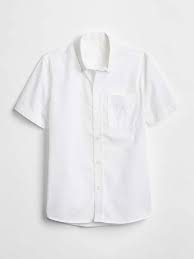 Kids Uniform Poplin Short Sleeve Shirt White Short Sleeve Shirt Kids Uniforms White Collared Shirt Mens