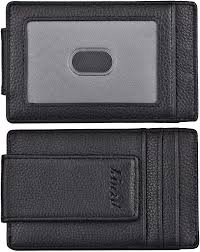 The wallet itself offers capacity for 4 credit cards. Amazon Com Kinzd Money Clip Front Pocket Wallet Leather Rfid Blocking Strong Magnet Thin Wallet A Litch Pattern Black One Size Clothing