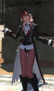 A mother in a magician's assistant costume talking to her son getting sawed in half by the father, also a magician. Magician Assistant Eorzea Collection