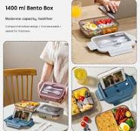 BRYN 1400ml Porta Pranzo Ermetico, Lunch Box Microonde, Portapranzo con 3  Scomparti e Posate, Bento Box per Picnic, Campeggio, Fitness, Scuola,  Uffici ...