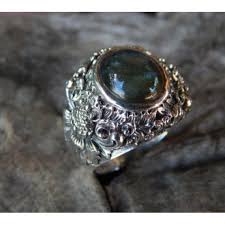 Cincin Perak Motif Ukiran Bali Patra Kembang Batu Labradorite Dimensi 23x20x8 Mm Dimensi Batu 10x12 Mm Bahan Perak 925 Co Cincin Perak Cincin Liontin