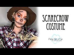 A section of her mouth is painted black to create the illusion of wide and creepy smile. Halloween Makeup Costume Idea Scarecrow Youtube