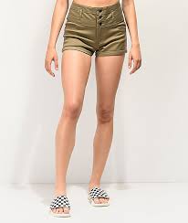 Tinseltown Olive High Waist Shorts