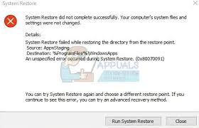 Fix System Restore Error 0x80070091 Appuals Com