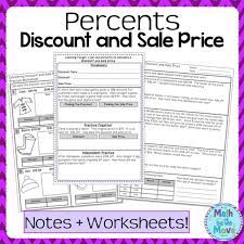 Percents Discount And Sale Price Notes Task Cards And A Practice Worksheet Financial Literacy Worksheets Consumer Math Literacy Worksheets