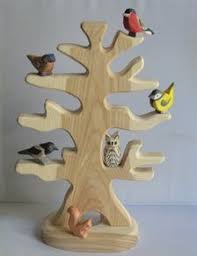 Original Ostheimer Wooden Figures Wood Animals Marked Wooden Toys Bird Tree With Stand With 5 Birds And 1 Squirrel Vintage Wood Animal Bird Tree Wooden Toys