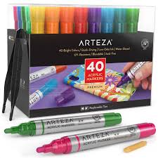 Fountain pens smudge easily on this paper. Acrylic Markers Set Of 40 Paint Pens For Wood Paper Metal Glass Arteza