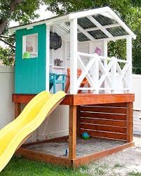 Outdoor playhouse plan from my outdoor plans Bom Dia Projeto Da Housefulofhandmade Ideiasdiferentes Referencia Backyard Playground Backyard For Kids Wooden Outdoor Playhouse