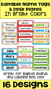 Editable Name Tags And Desk Plates In Bright Colors Classroom Desk Name Tags Differentiation Math