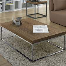 Uenjoy rectangular glass coffee table shelf chrome walnut wood living room furniture. Prairie Walnut Chrome Modern Coffee Table By Temahome Eurway