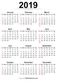 Printable Calendar 2019 Calendar Printables Printable Calendar Printable Yearly Calendar
