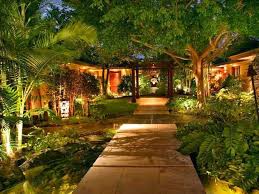 Garden lights are great for enhancing the atmosphere and illumination of outdoor spaces. The Commercial Landscape Lighting Did Justice To The Garden Commerciallandscapelighting Landscapelig Landscape Lighting Tropical Landscaping Outdoor Gardens
