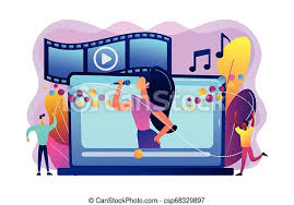 Featuring artists like christina perri and jason mraz, songfreedom connects you through a membership pricing model. Music Video Concept Vector Illustration Huge Laptop With Famous Singer Performing On Screen And Tiny People Dancing Music Canstock