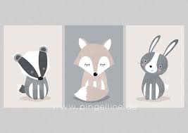 Kinderbilder Set 1 Waldtiere Dachs Fuchs Hase A4 Kinderbilder Babyzimmer Farben Baby Elefant Zeichnung