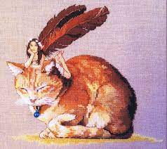 Printable patterns for cross stitch and needlework. Fairycat Cross Stitch Pattern By Nimue Fee Main