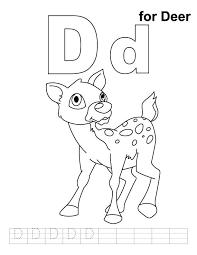 Early learners toddler have seven practice options: D For Deer Coloring Page With Handwriting Practice Deer Coloring Pages Kids Handwriting Practice Zoo Phonics