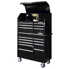 Husky 41 In 16 Drawer Tool Chest And Rolling Tool Cabinet Set Black Black Glossy Tool Chest Tool Cabinet Tool Storage