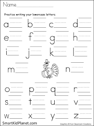 Print Practice Lowercase Letters Thanksgiving Turkey Smart Kid Planet Letter Worksheets Kindergarten Alphabet Worksheets Kindergarten Kindergarten Letters