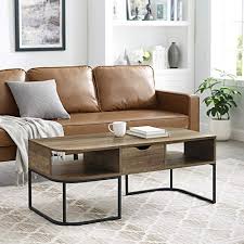 Get The Walker Edison Bree Contemporary 1 Drawer Curved Coffee Table 44 Inch Reclaimed Barnwood From Amazon Now Accuweather Shop