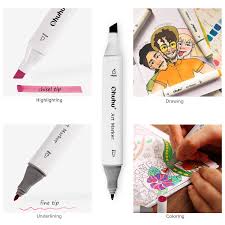 These prisma color markers have medium nib point, and it has long lasting coloring effect because they are oil based. Ohuhu 100 Colors Dual Tips Alcohol Art Markers Fine Chisel