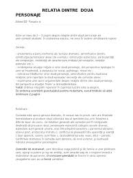Statut social, psihologic si moral al personajelor; Subiect Iii Relatia Dintre 2 Personaje Caragiale