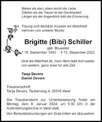 Traueranzeigen von Brigitte Schiller