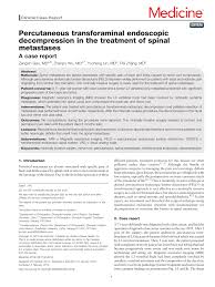 PDF) Percutaneous transforaminal endoscopic decompression in the treatment  of spinal metastases: A case report